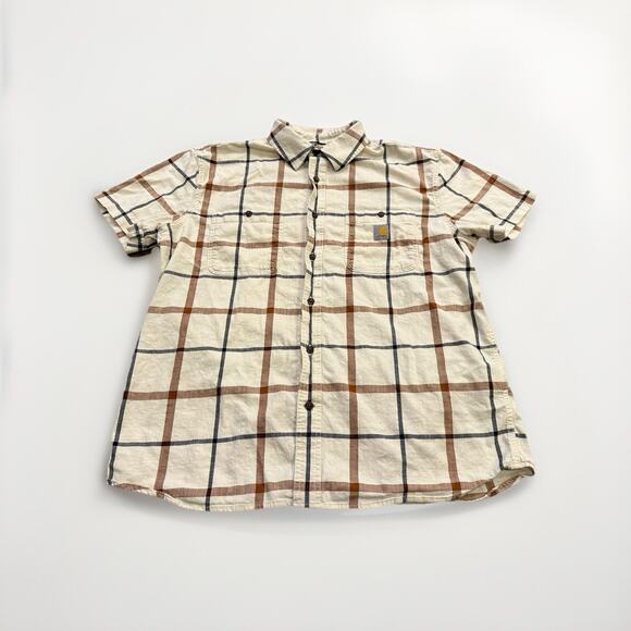Carhartt Mens Rugged Flex Relaxed Fit Short Sleeve Button Up Shirt Size L 105701 - Picture 1 of 9